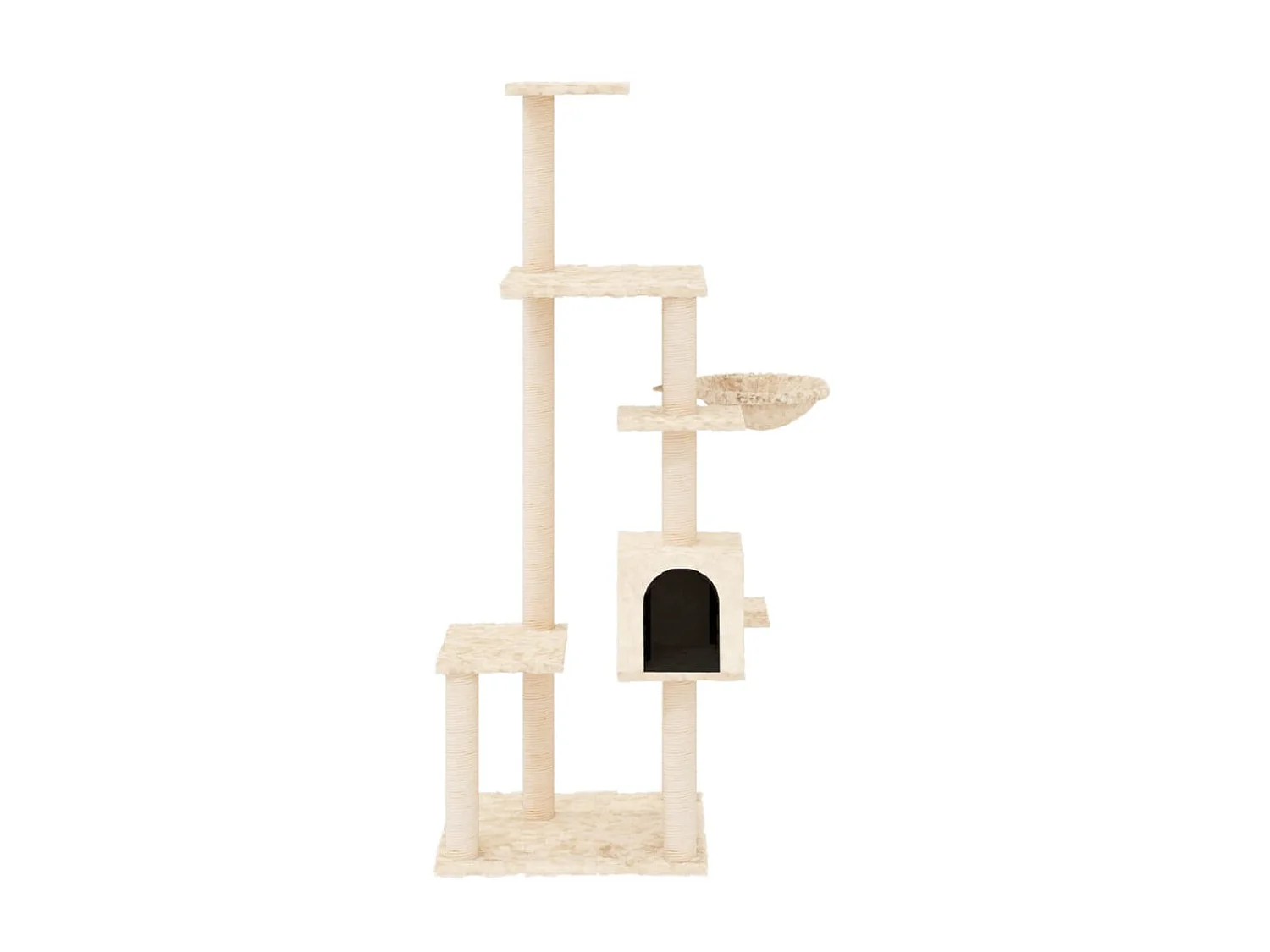 Arbre à chat avec griffoirs en sisal Crème 142 cm OFR70206 BonneVie Meuble