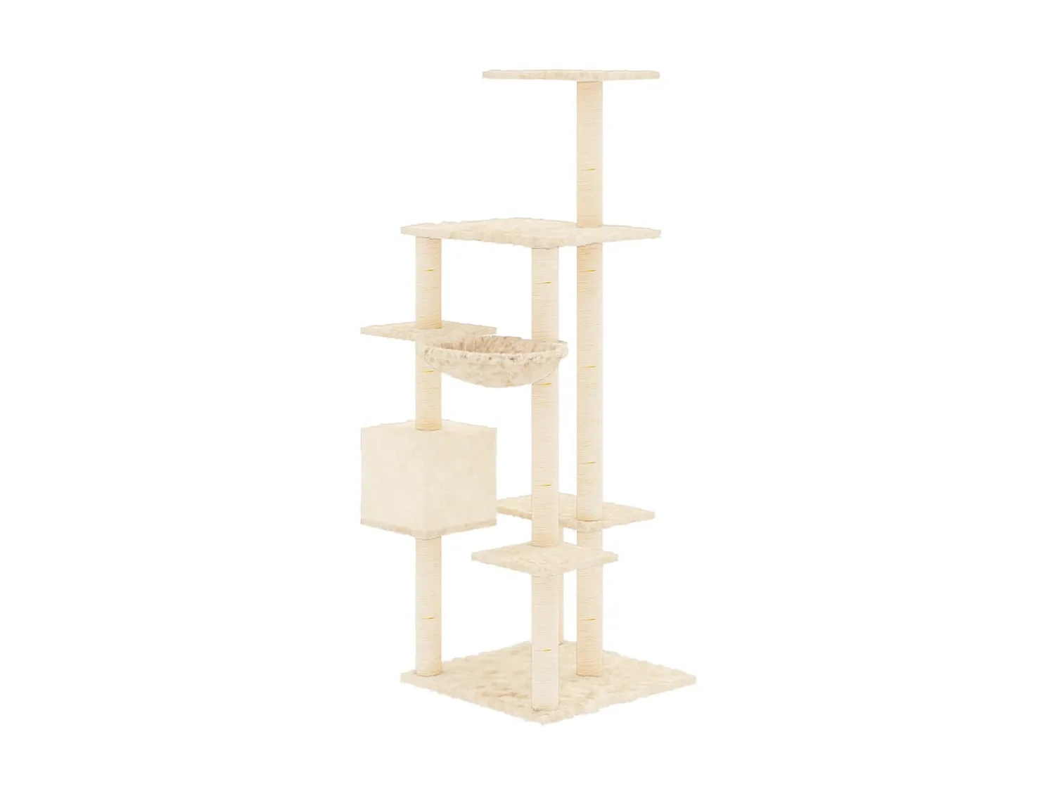 Arbre à chat avec griffoirs en sisal Crème 142 cm OFR70206 BonneVie Meuble