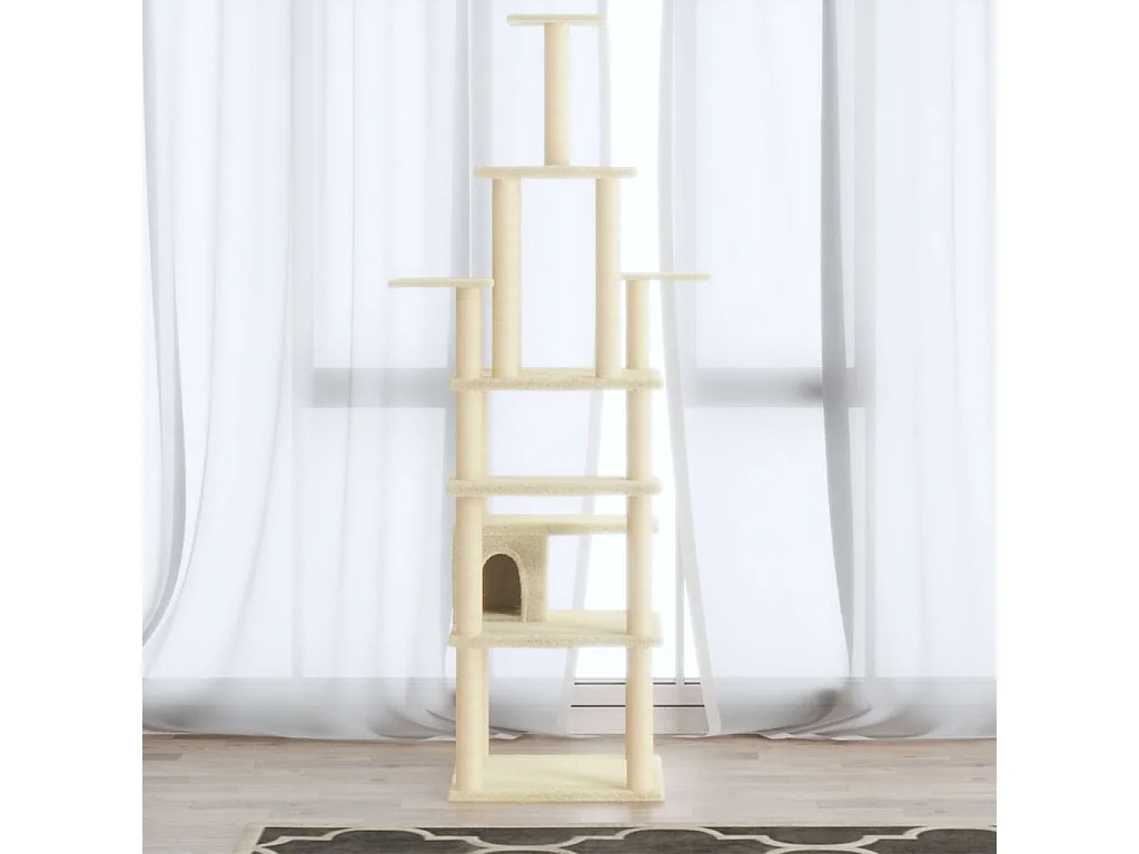 Rascador para gatos con postes de sisal crema 183 cm ES699812