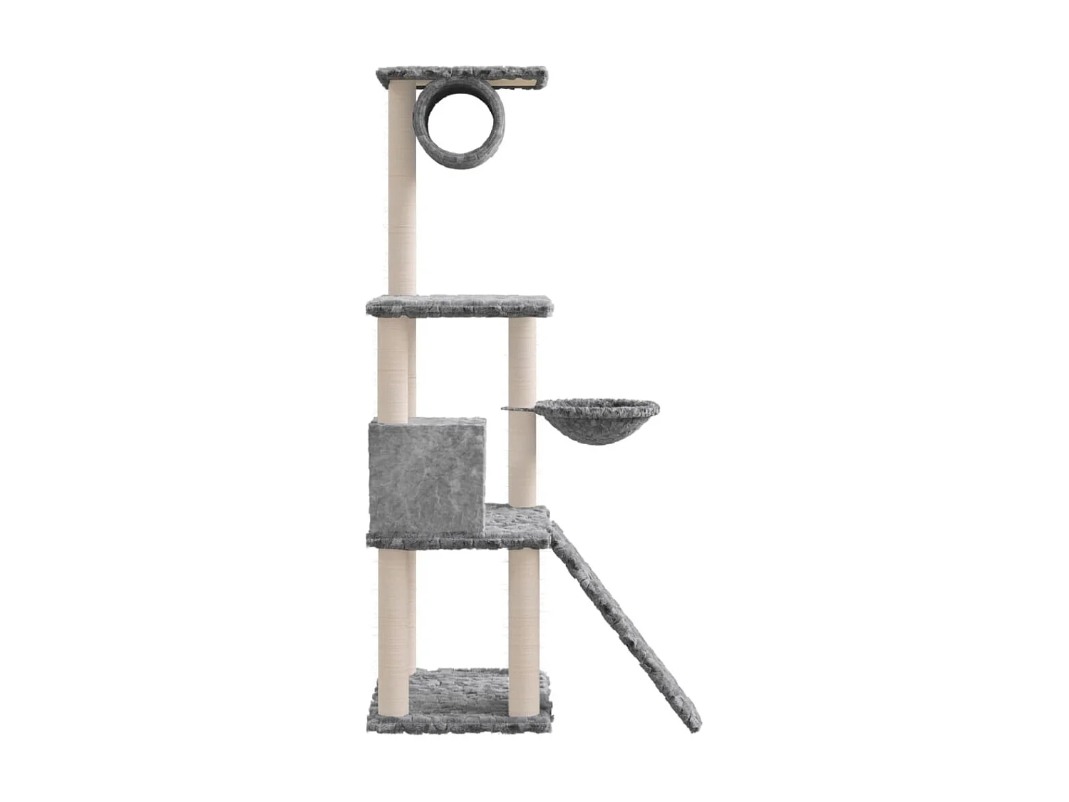 Rascador para gatos con postes de sisal gris claro 131 cm ES861048