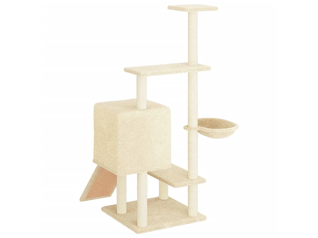 Rascador para gatos con postes de sisal color crema 130,5 cm ES304393