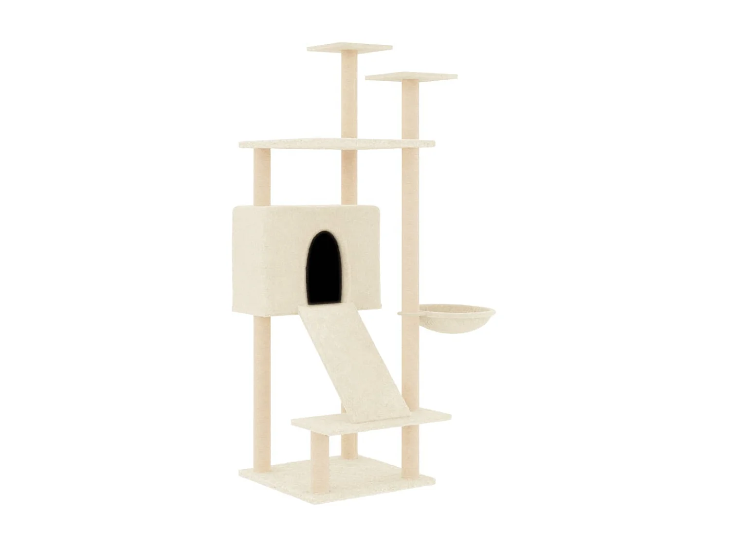Árvore para gatos c/ postes arranhadores sisal 153 cm cor creme PT434109
