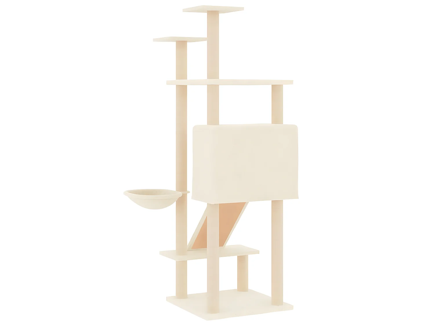 Árvore para gatos c/ postes arranhadores sisal 153 cm cor creme PT434109