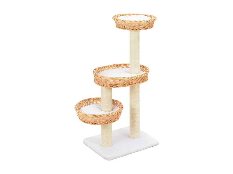 Rascador para gatos con poste de sisal madera natural de sauce ES865211