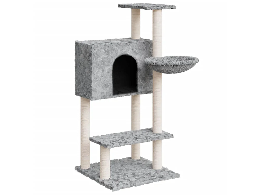 Árvore para gatos c/ arranhadores sisal 108,5 cm cinza-claro PT895209