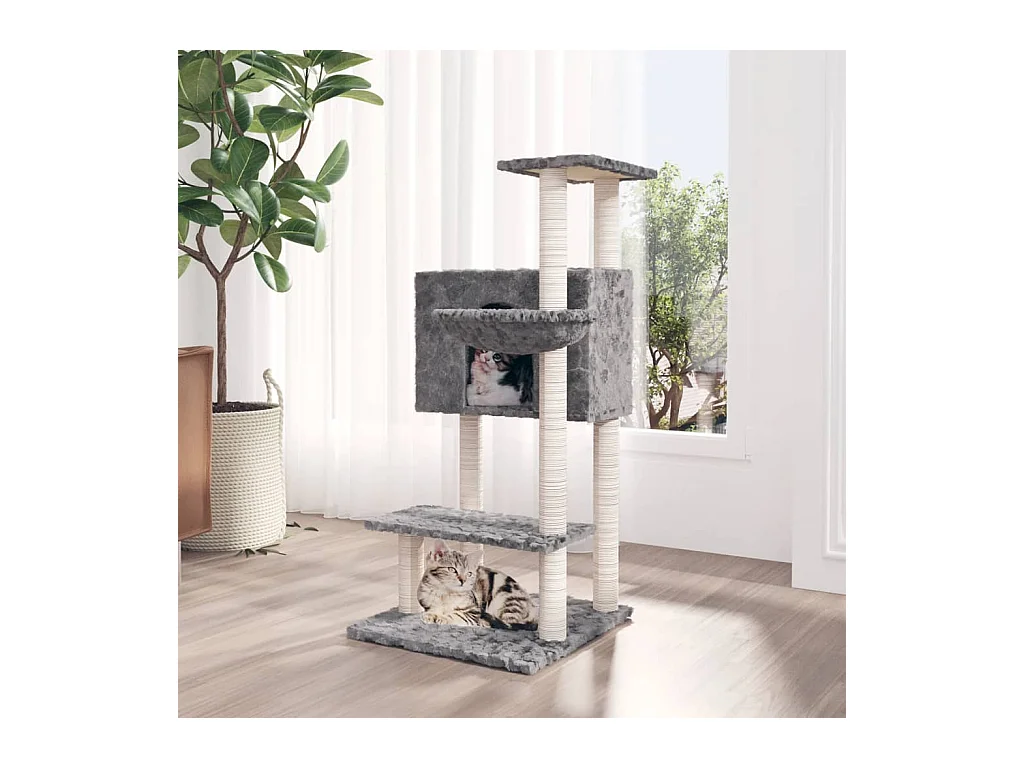 Arbre à chat avec griffoirs en sisal Gris clair 108,5 cm OFR57894 BonneVie Meuble