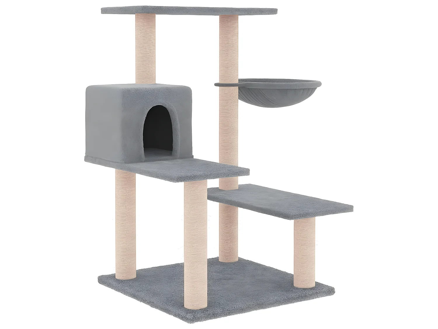 Rascador para gatos con postes de sisal gris claro 82,5 cm ES777824