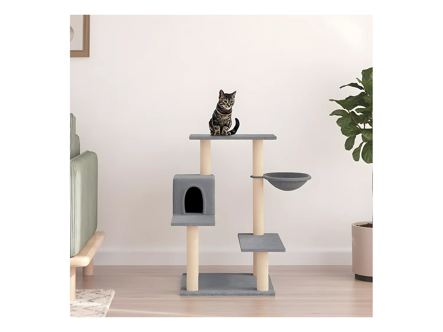 Arbre à chat avec griffoirs en sisal gris clair 82,5 cm OFR41596 BonneVie Meuble