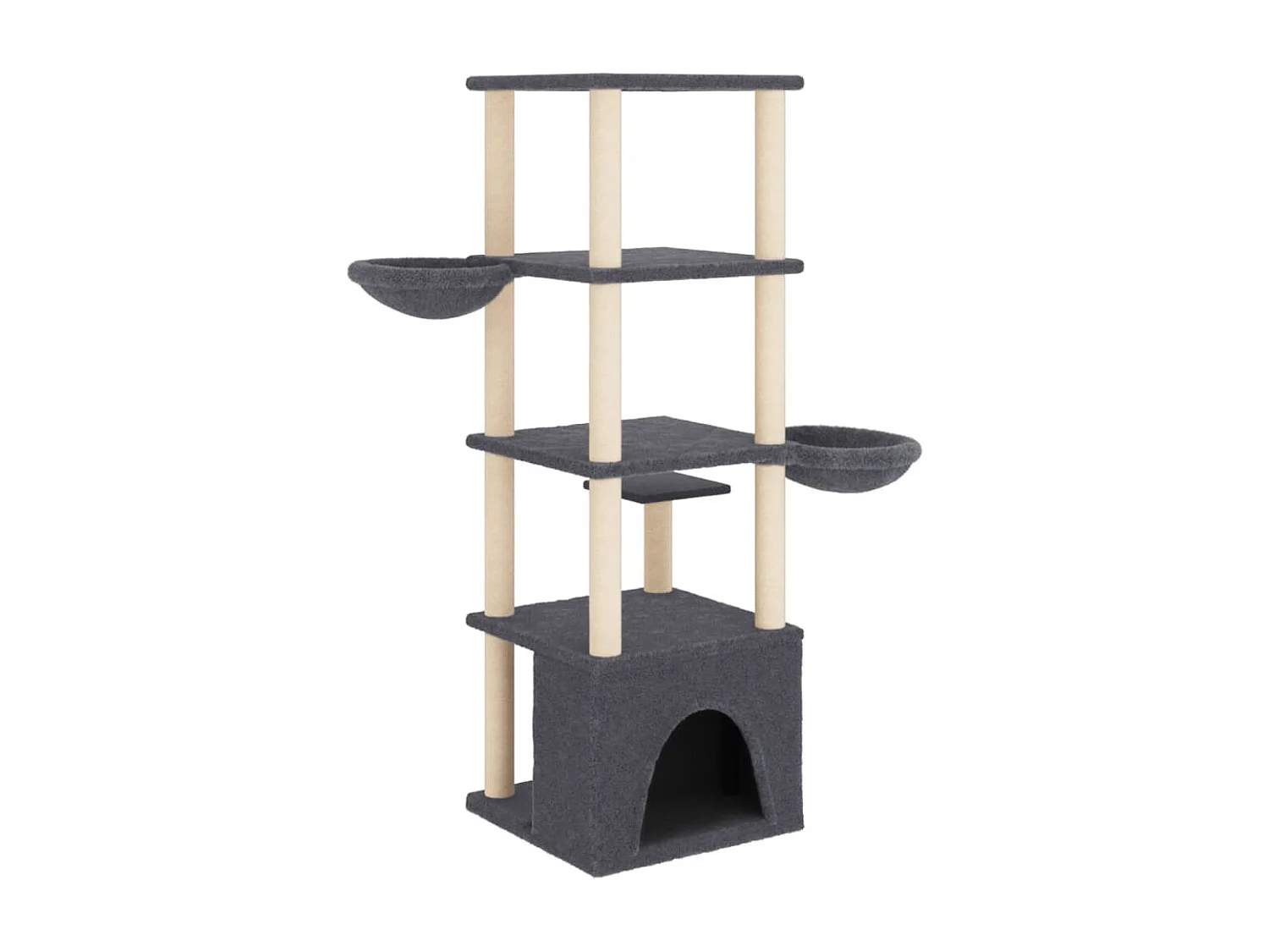 Arbre à chat avec griffoirs en sisal gris foncé 147 cm OFR44379 BonneVie Meuble