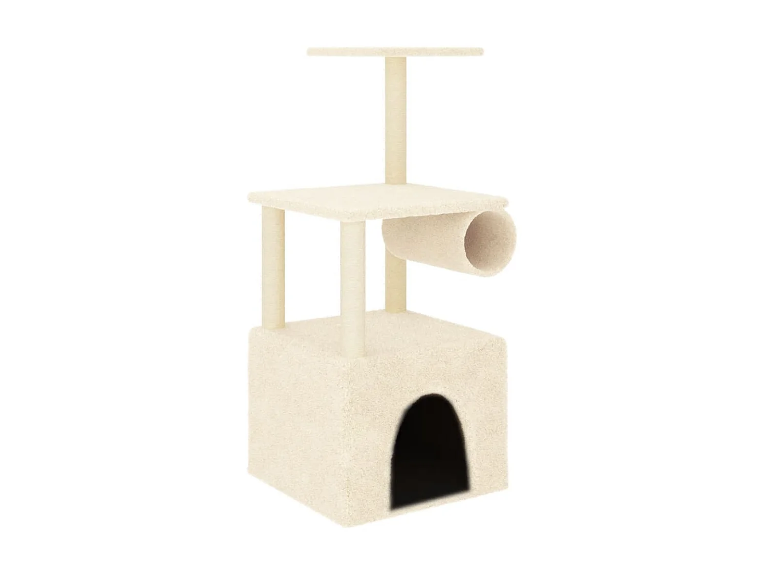 Árvore para gatos c/ postes arranhadores sisal 109,5 cm creme PT154966