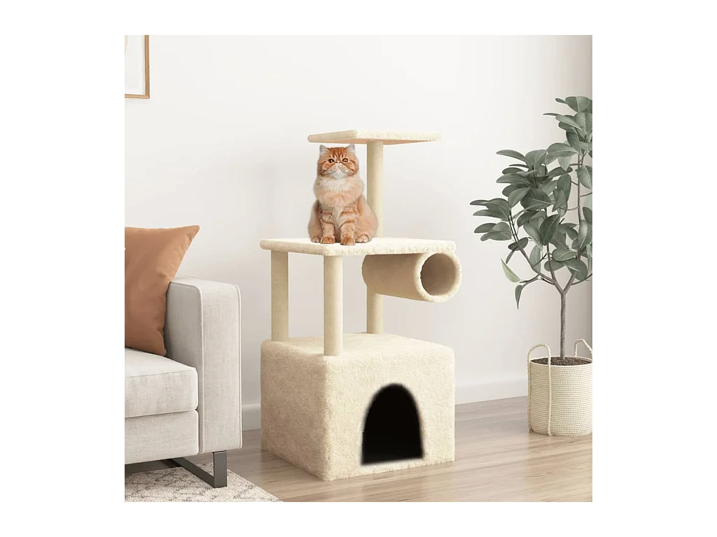 Arbre à chat avec griffoirs en sisal crème 109,5 cm OFR66257 BonneVie Meuble