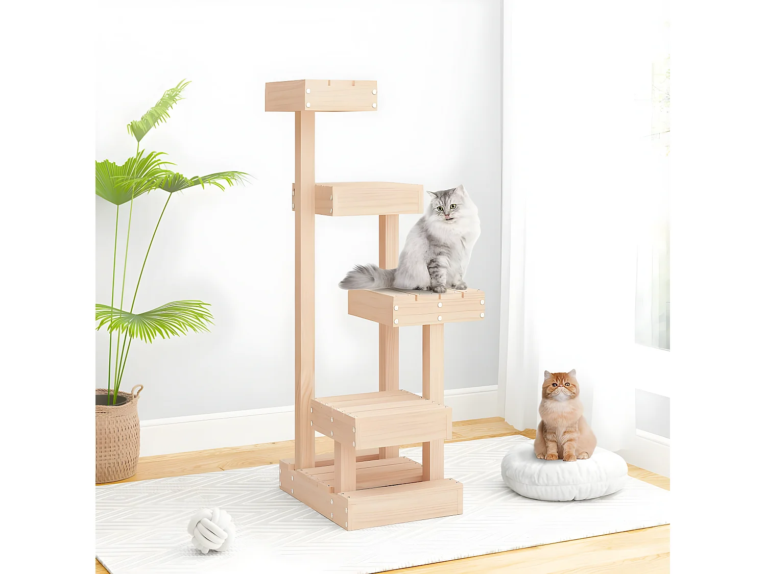 Arbre à chat 45,5x49x103 cm Bois de pin massif OFR39717 BonneVie Meuble