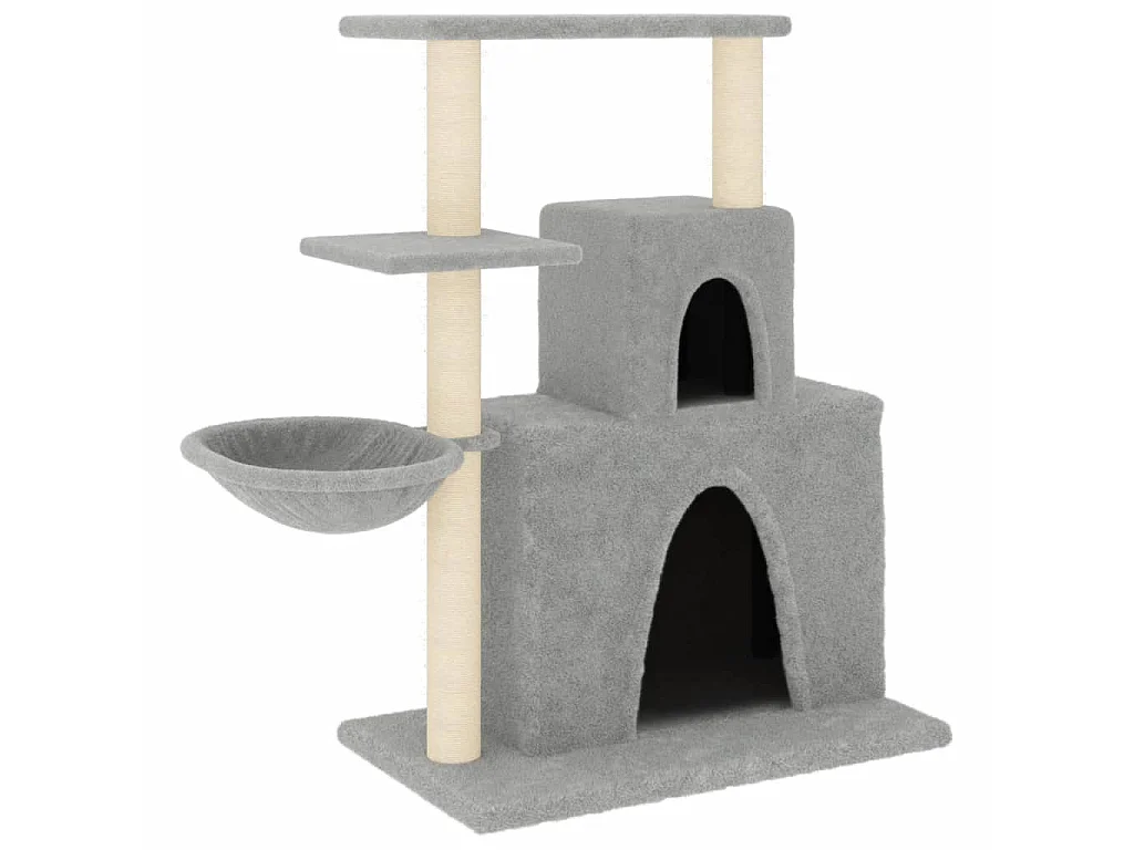 Rascador para gatos con postes de sisal gris claro 83 cm ES950316