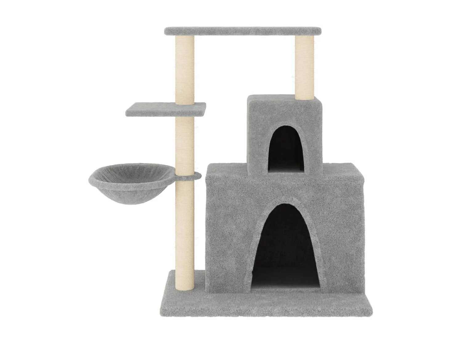 Rascador para gatos con postes de sisal gris claro 83 cm ES950316