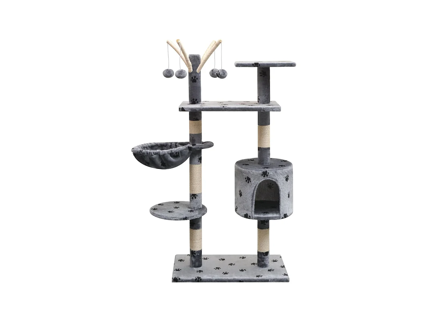 Árvore para gatos c/ postes arranhadores sisal 125 cm cinzento PT303219