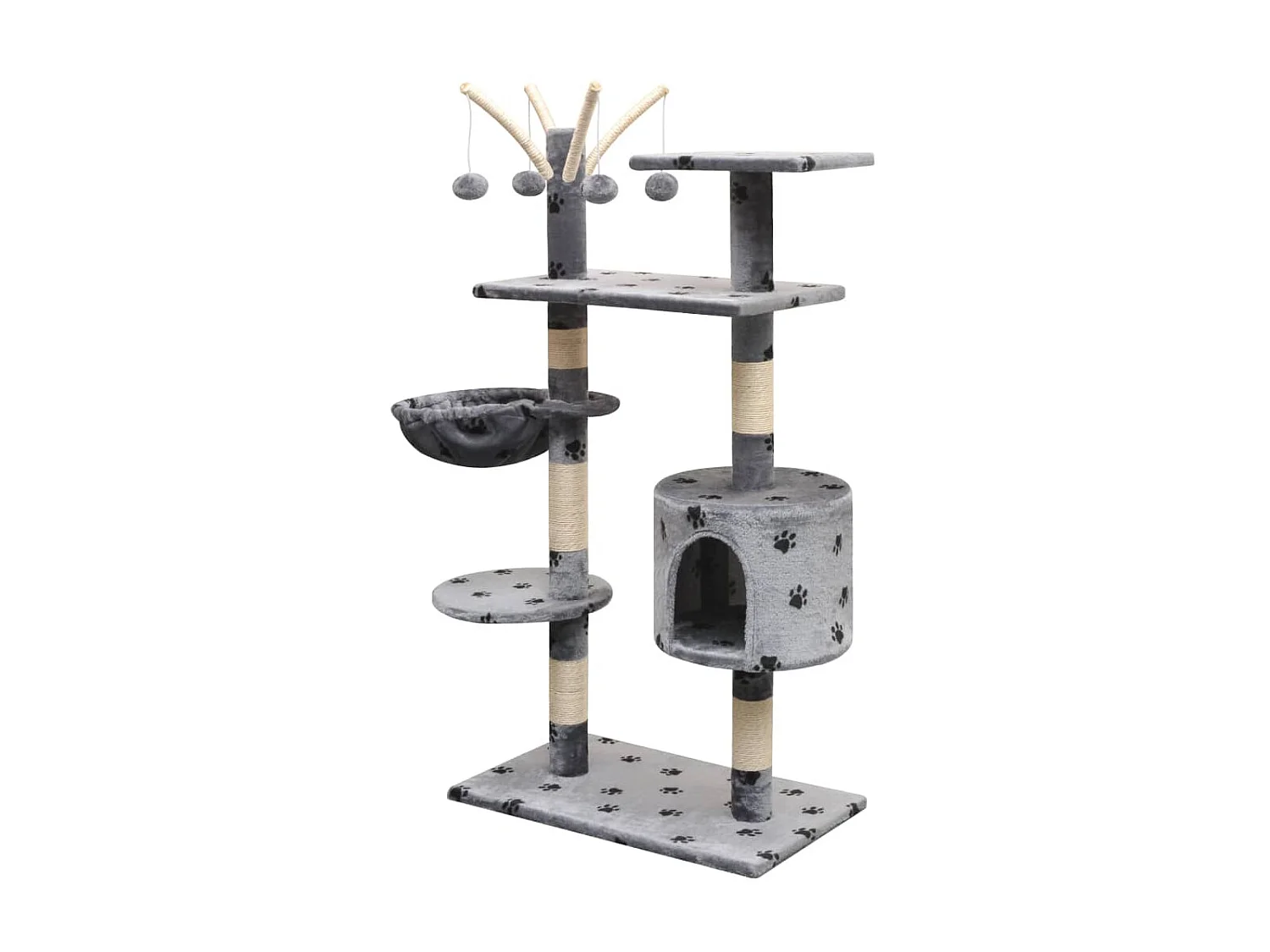 Árvore para gatos c/ postes arranhadores sisal 125 cm cinzento PT303219