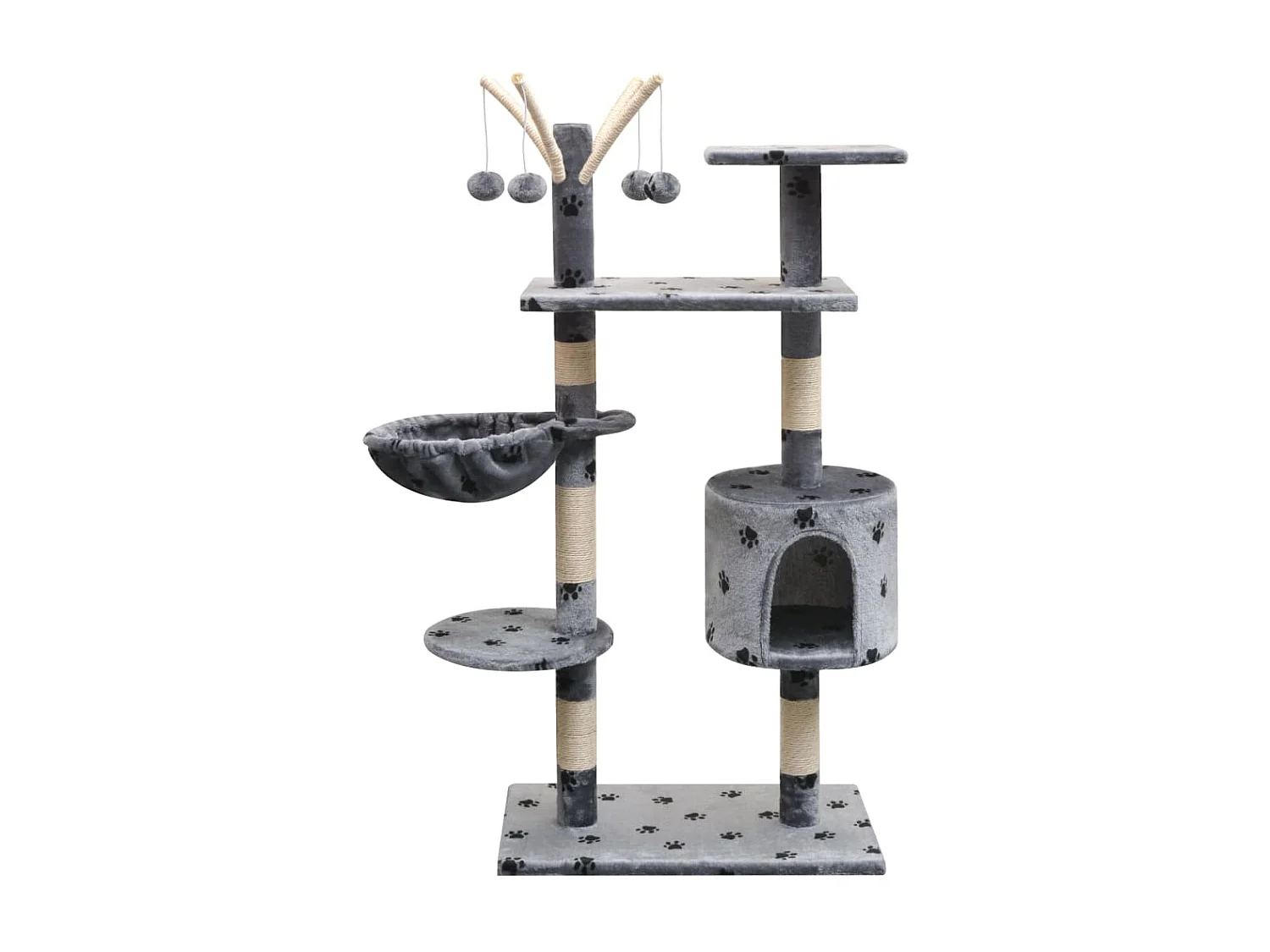 Árvore para gatos c/ postes arranhadores sisal 125 cm cinzento PT303219