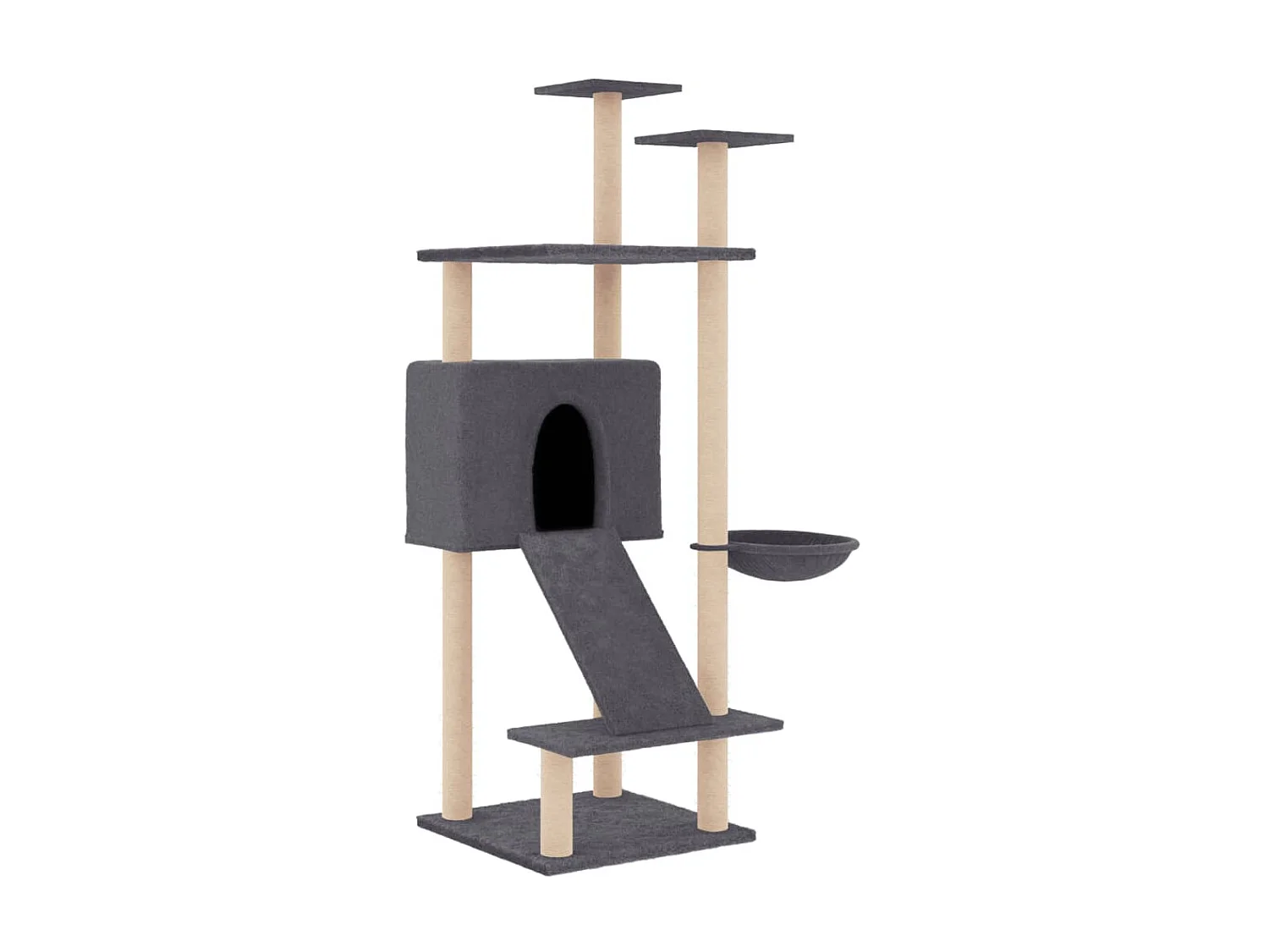 Arbre à chat avec griffoirs en sisal Gris foncé 153 cm OFR57114 BonneVie Meuble