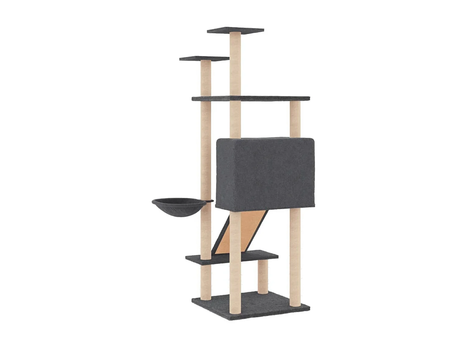 Arbre à chat avec griffoirs en sisal Gris foncé 153 cm OFR57114 BonneVie Meuble