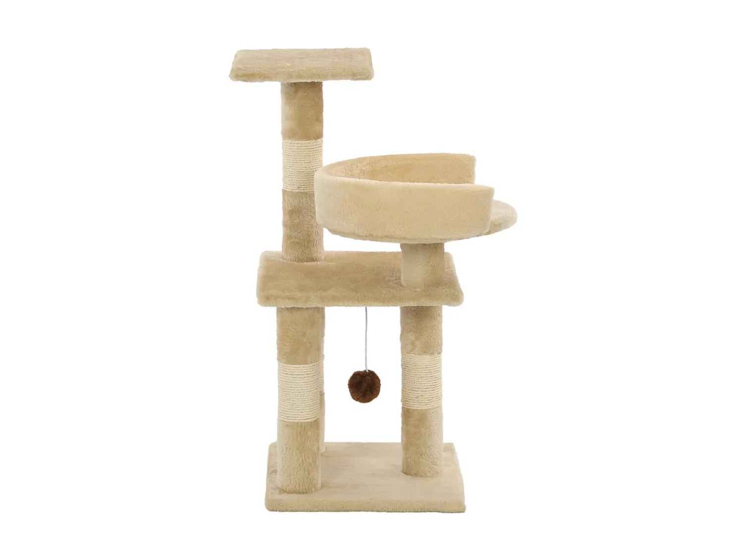 Árvore para gatos c/ postes arranhadores sisal 65 cm bege PT243307