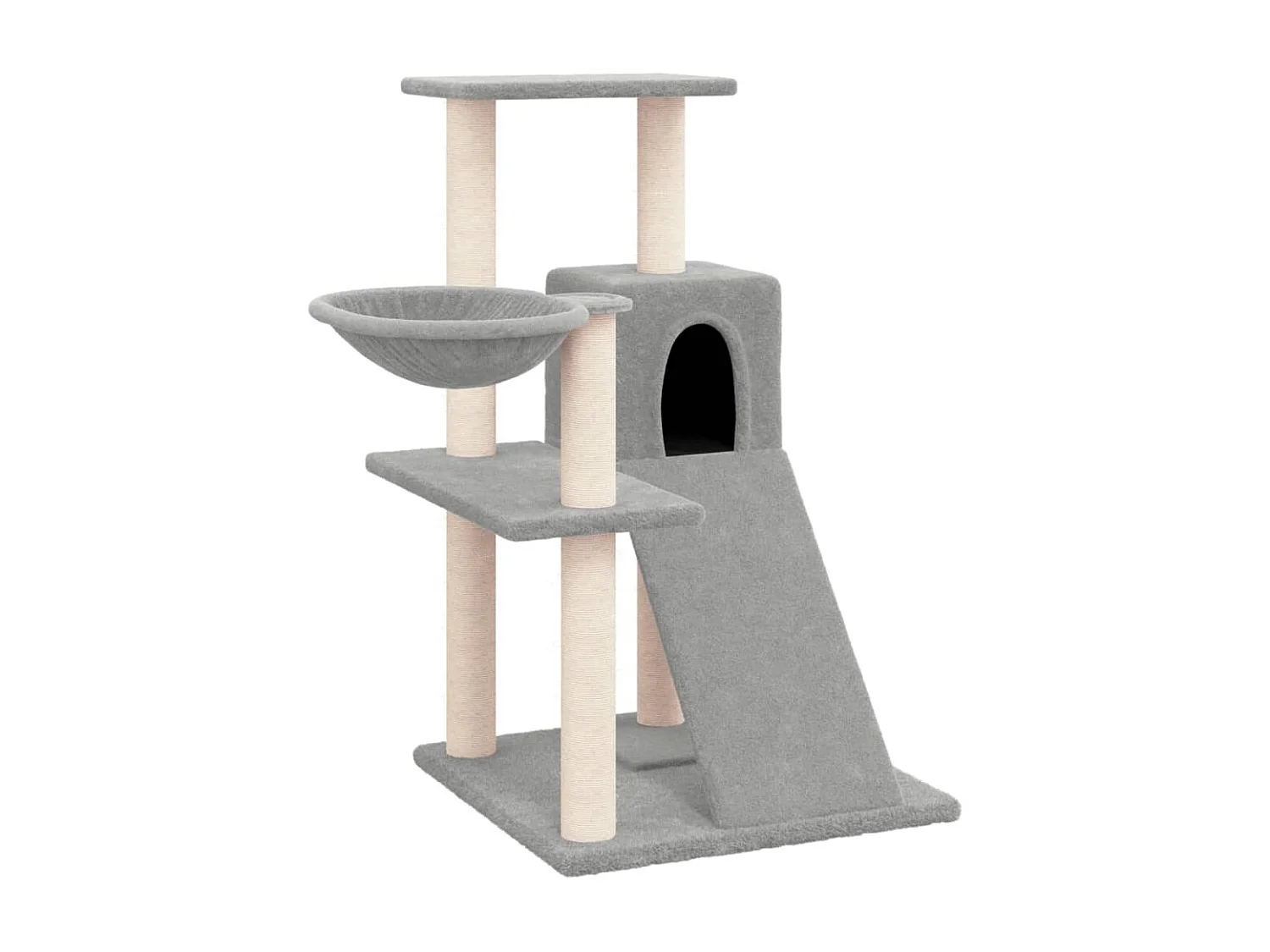 Rascador para gatos con postes de sisal gris claro 82 cm ES540302