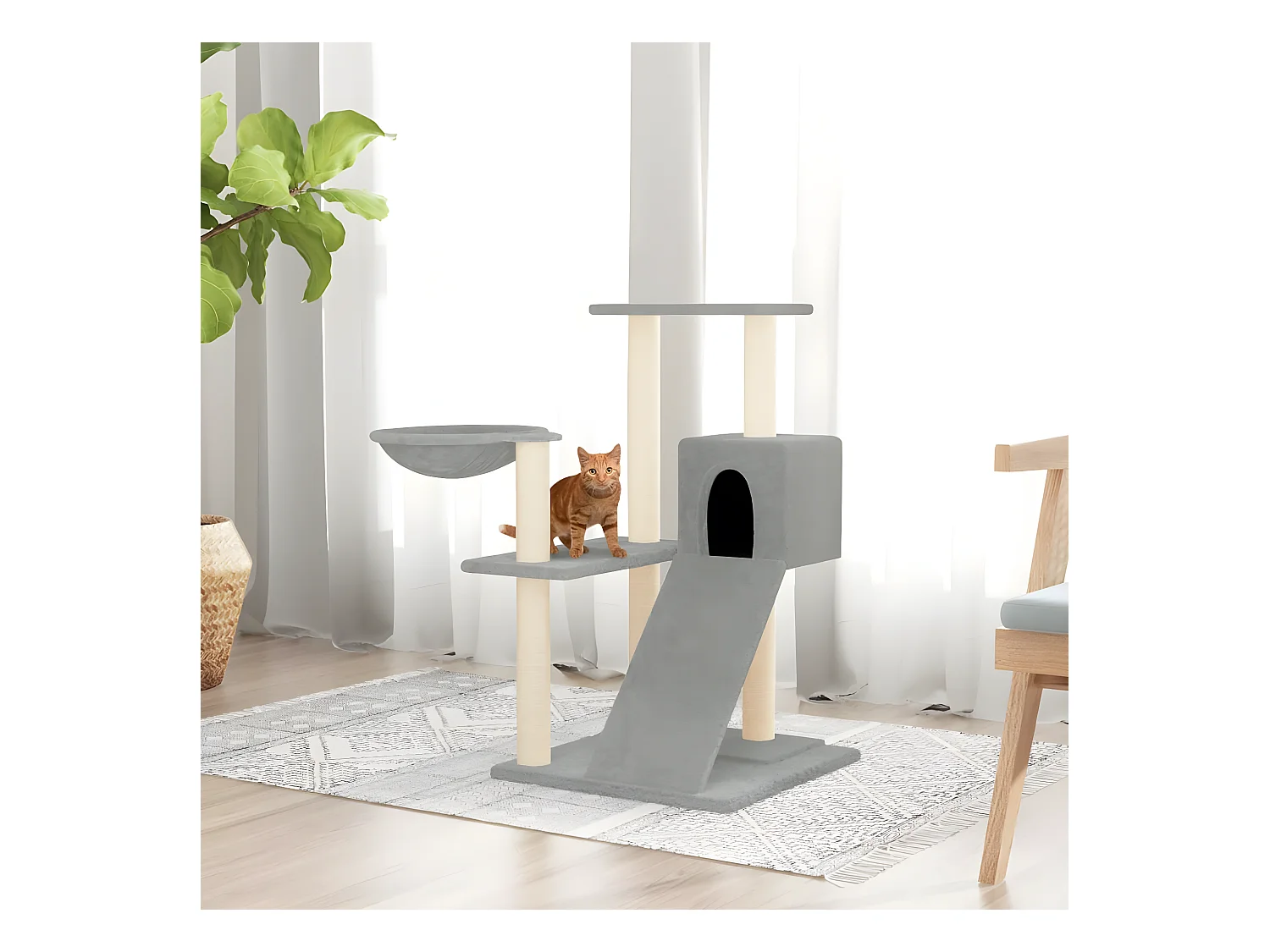 Arbre à chat avec griffoirs en sisal Gris clair 82 cm OFR69229 BonneVie Meuble