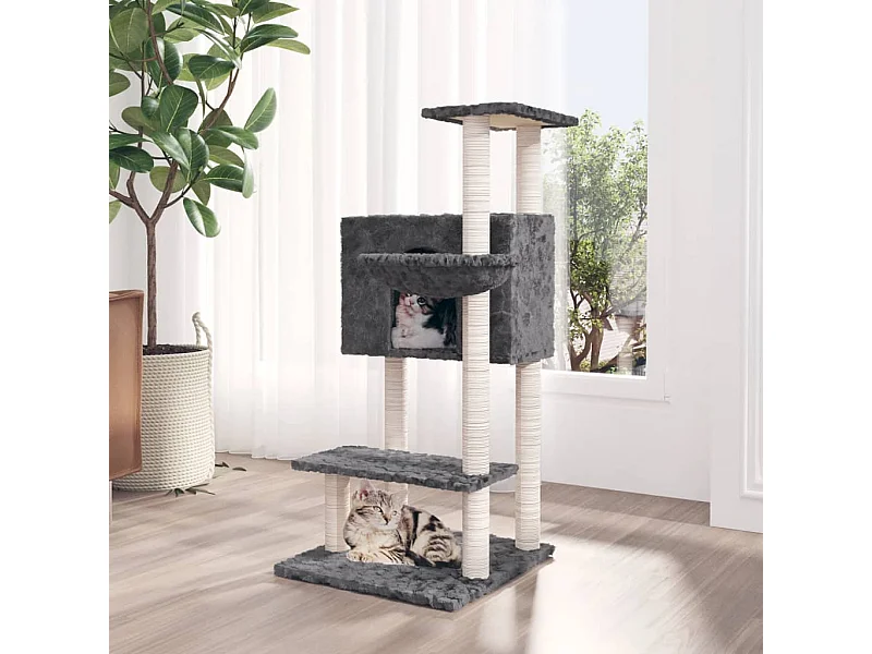 Rascador para gatos con postes de sisal gris oscuro 108,5 cm ES826678
