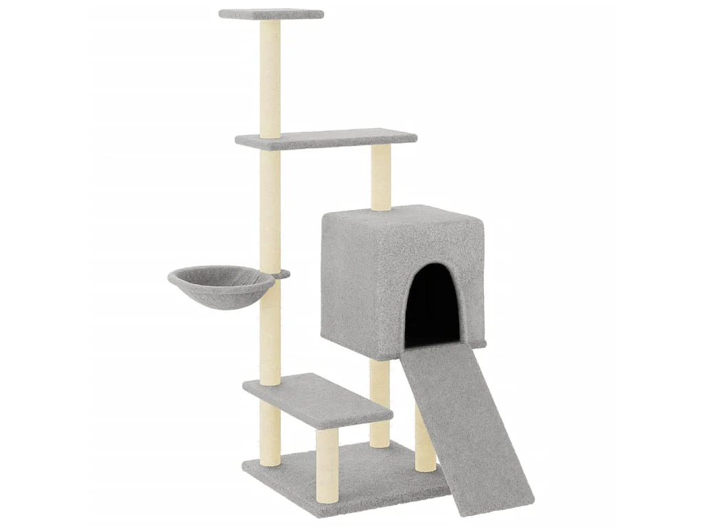 Arbre à chat avec griffoirs en sisal gris clair 130,5 cm OFR28141 BonneVie Meuble