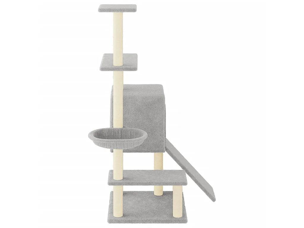 Arbre à chat avec griffoirs en sisal gris clair 130,5 cm OFR28141 BonneVie Meuble