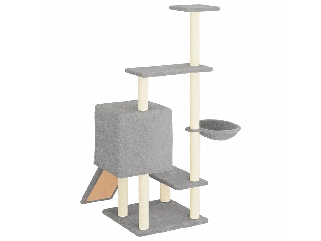 Arbre à chat avec griffoirs en sisal gris clair 130,5 cm OFR28141 BonneVie Meuble