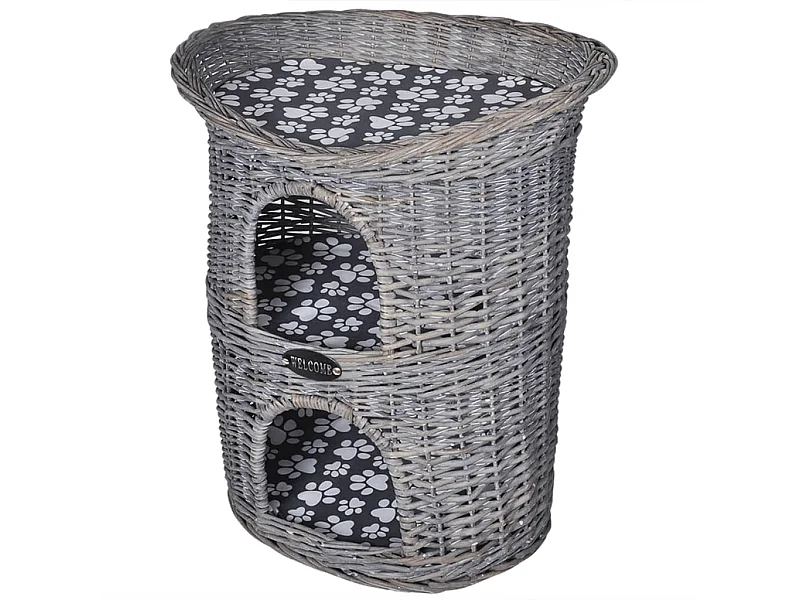 Arbre à chat 2 niveaux à chat avec coussin Saule OFR84597 BonneVie Meuble