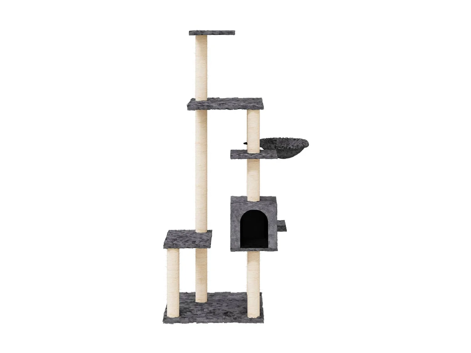 Árvore p/ gatos c/ postes arranhadores sisal 142cm cinza-escuro PT151372