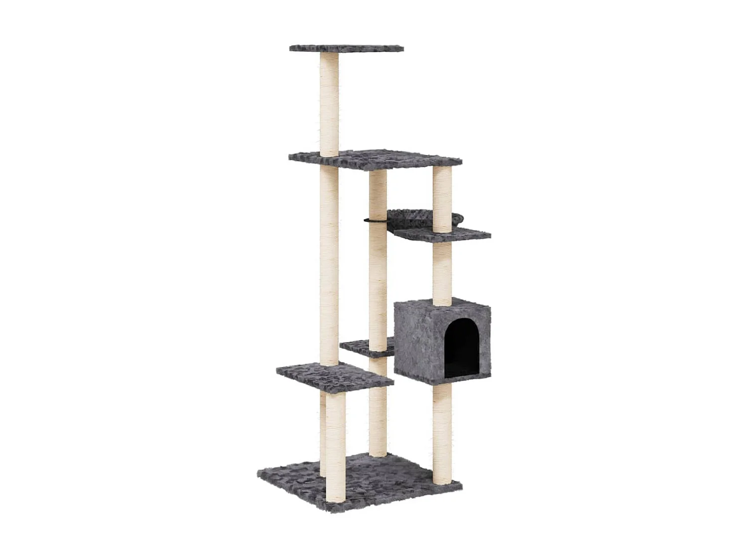 Arbre à chat avec griffoirs en sisal Gris foncé 142 cm OFR86259 BonneVie Meuble