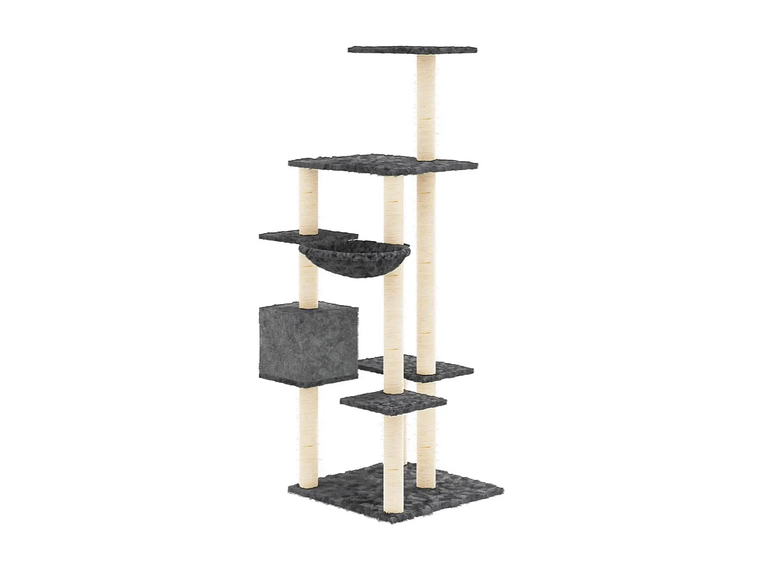 Arbre à chat avec griffoirs en sisal Gris foncé 142 cm OFR86259 BonneVie Meuble