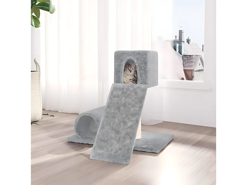 Rascador para gatos con postes de sisal gris claro 59 cm ES688476