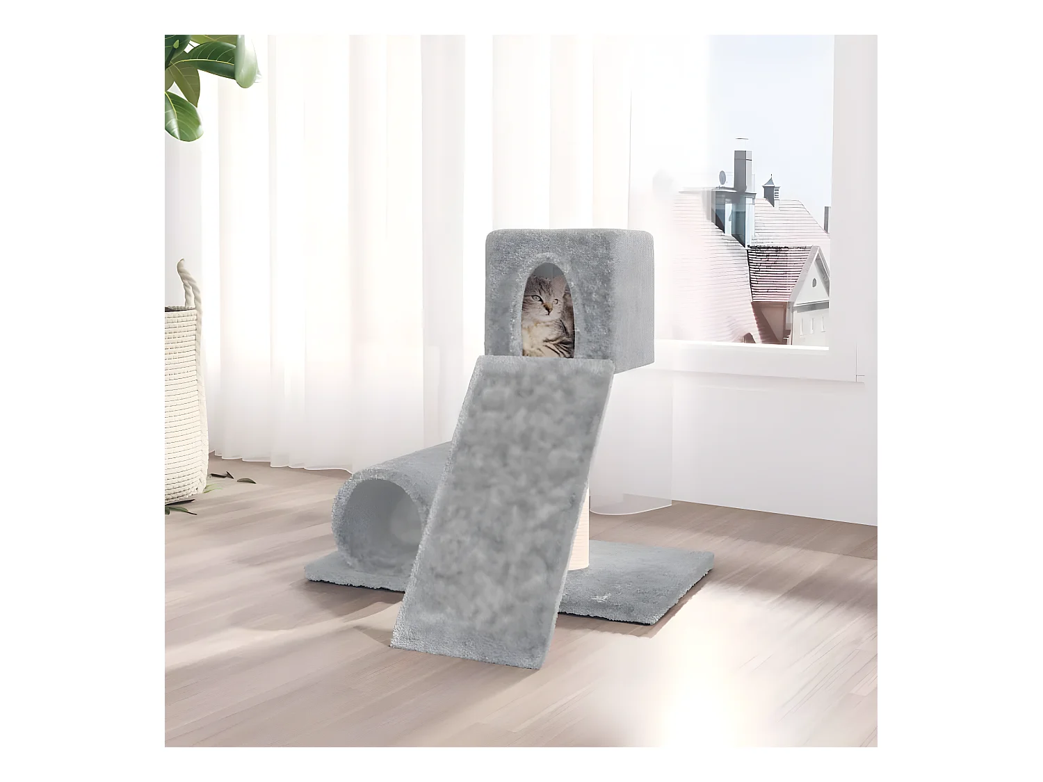 Arbre à chat avec griffoir en sisal Gris clair 59 cm OFR66089 BonneVie Meuble