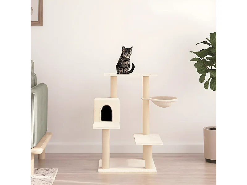 Rascador para gatos con postes de sisal color crema 82,5 cm ES968626
