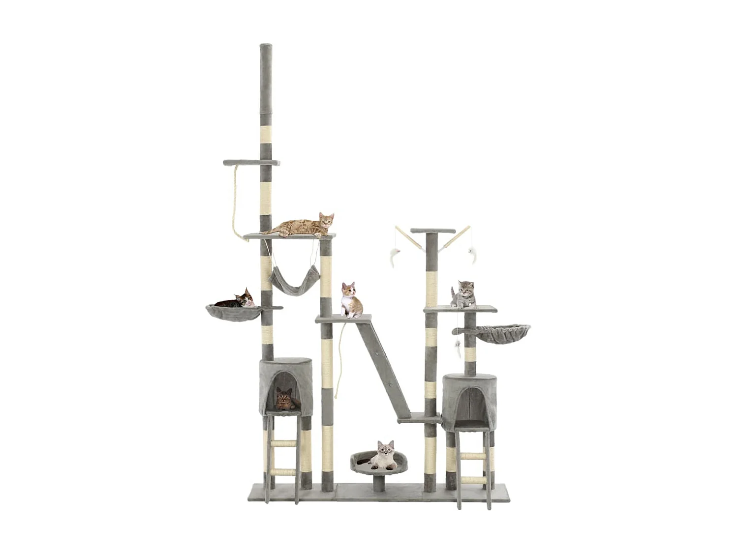 Arbre à chat avec griffoirs en sisal 230-250 cm Gris OFR26289 BonneVie Meuble