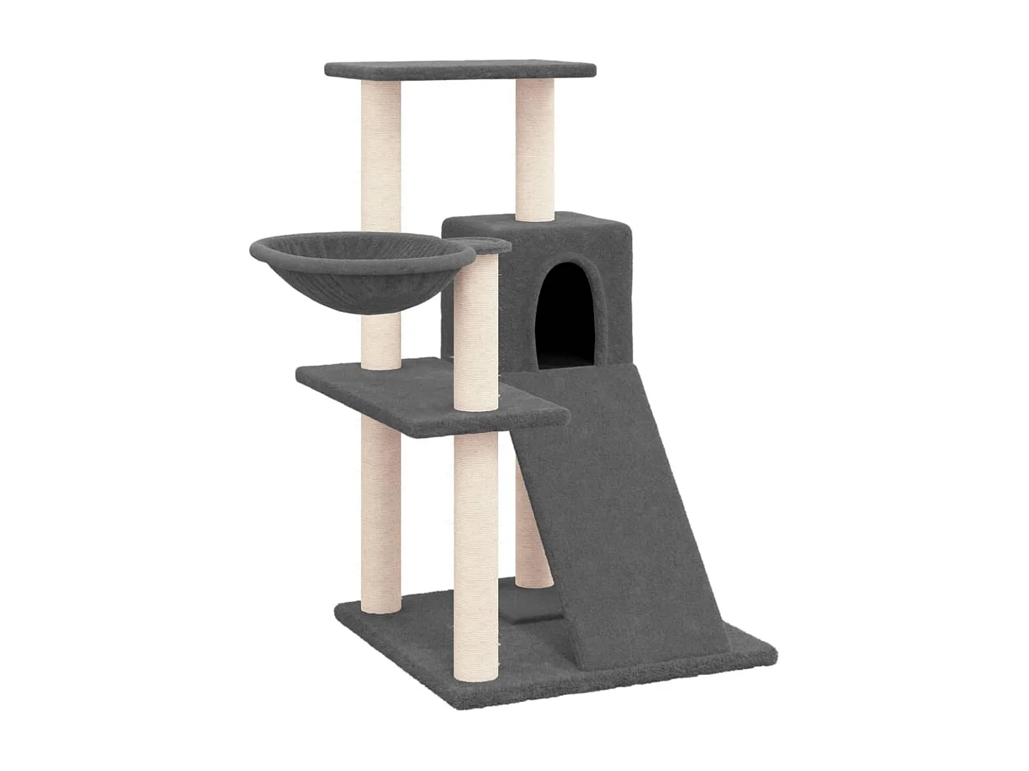 Rascador para gatos con postes de sisal gris oscuro 82 cm ES865446