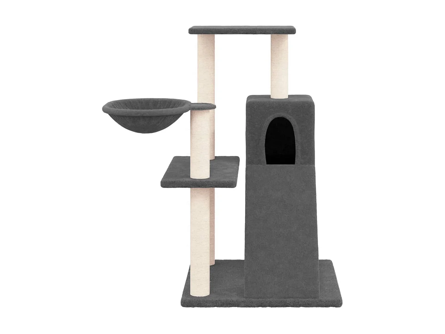 Rascador para gatos con postes de sisal gris oscuro 82 cm ES865446