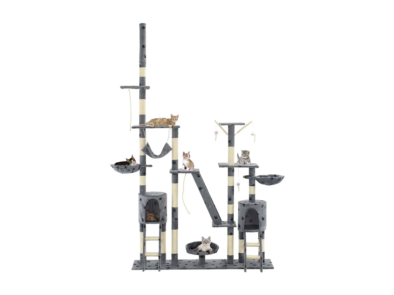 Arbre à chat et griffoirs 230-250 cm Empreintes de pattes Gris OFR92337 BonneVie Meuble