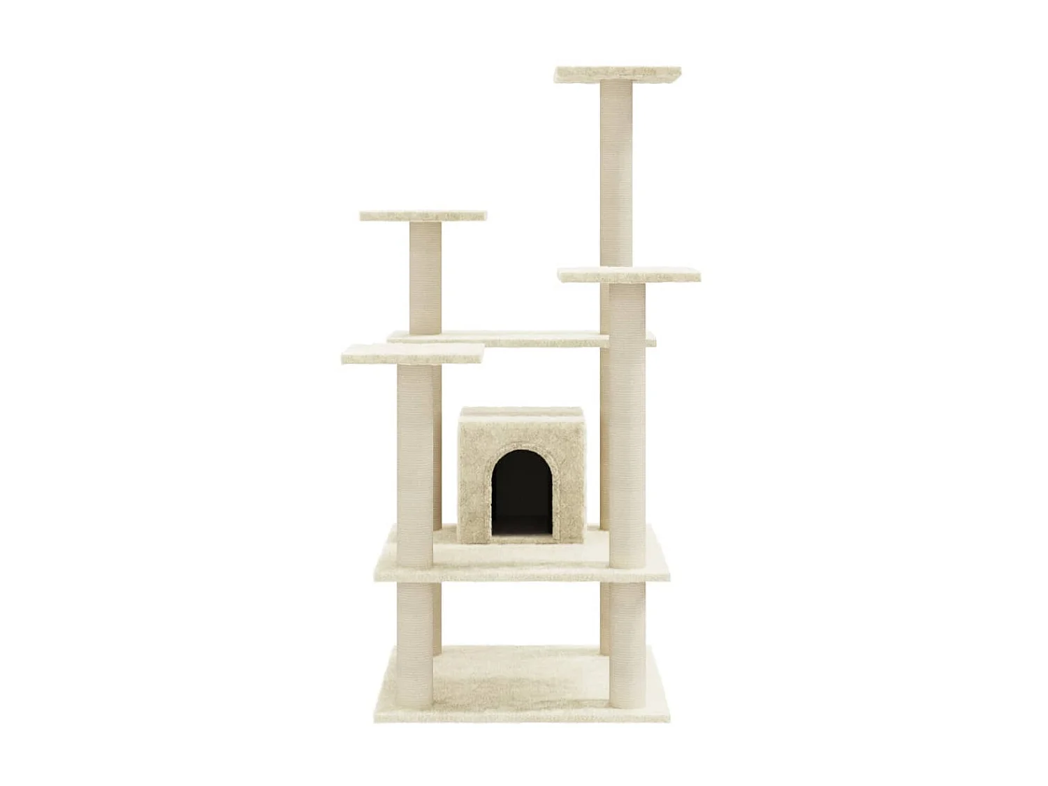 Árvore para gatos c/ postes arranhadores sisal 110 cm cor creme PT561148