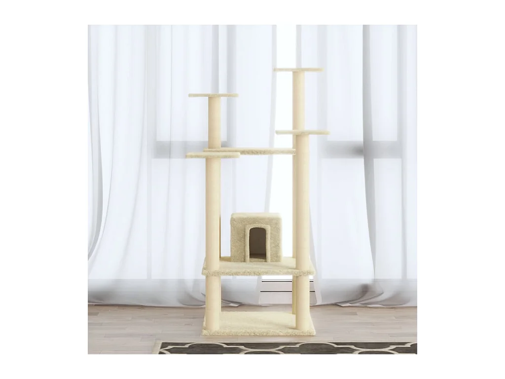 Arbre à chat avec griffoirs en sisal Crème 110 cm OFR32428 BonneVie Meuble
