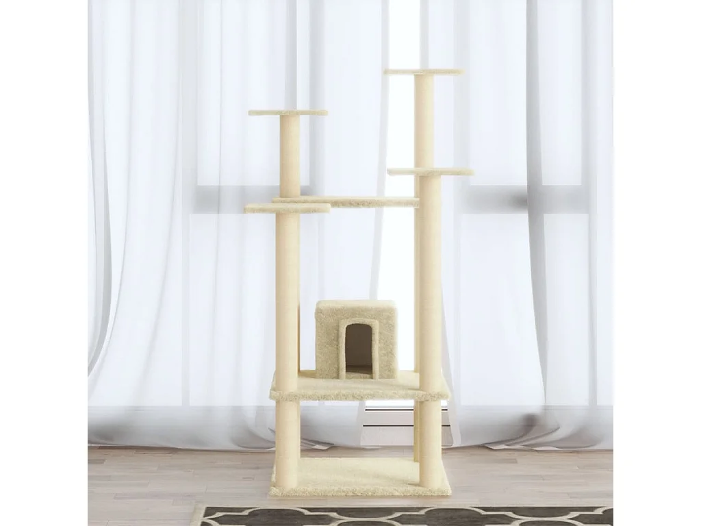Arbre à chat avec griffoirs en sisal Crème 110 cm OFR32428 BonneVie Meuble