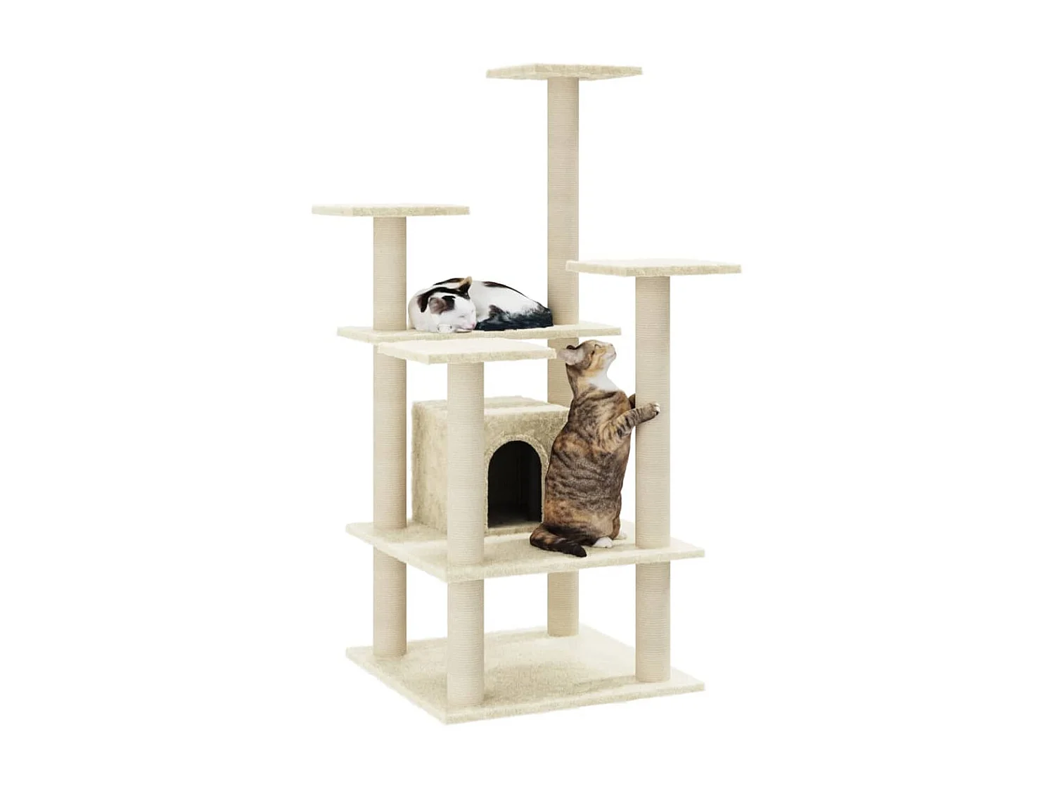 Arbre à chat avec griffoirs en sisal Crème 110 cm OFR32428 BonneVie Meuble