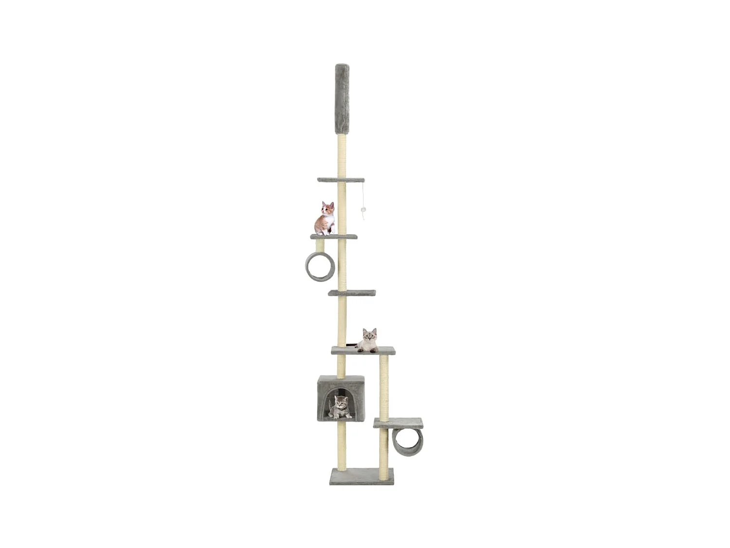 Albero per Gatti con Tiragraffi in Sisal 203 cm Grigio CFW25730