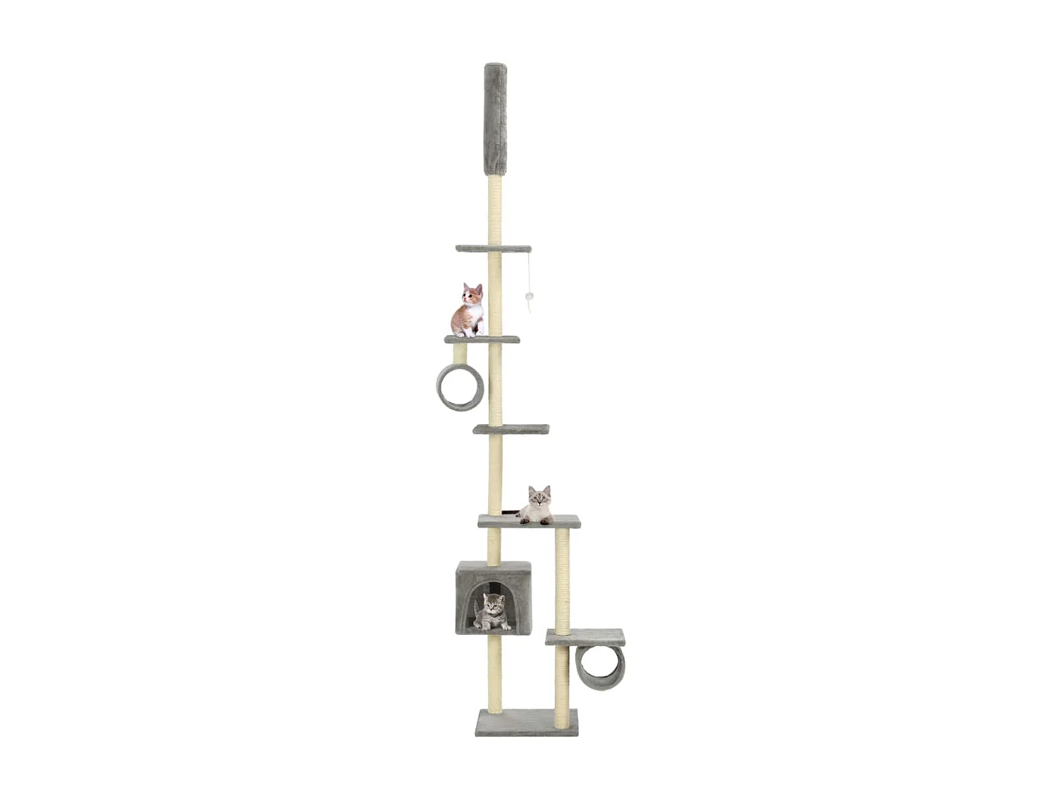 Albero per Gatti con Tiragraffi in Sisal 203 cm Grigio CFW25730