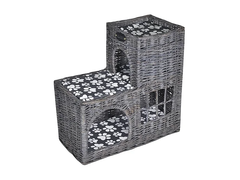 Casa/cama/rascador/castillo para mascotas de sauce con cojín ES415171