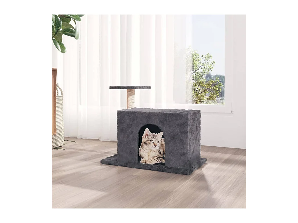 Arbre à chat avec griffoir en sisal Gris foncé 51 cm OFR68464 BonneVie Meuble