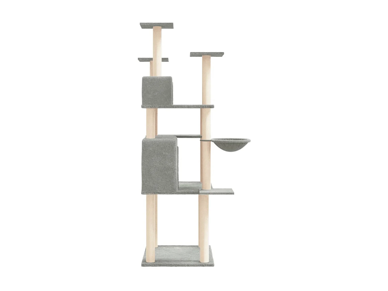 Rascador para gatos con postes de sisal gris claro 166 cm ES907163